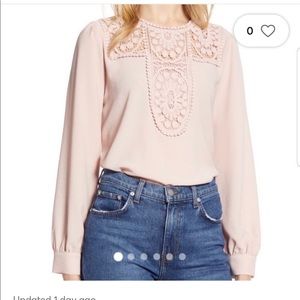 Halogen lace and crepe blouse